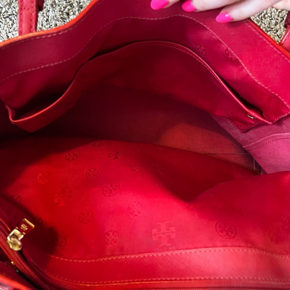 Tory Burch Red Tote Bag with buckles! - Picture 5 of 14